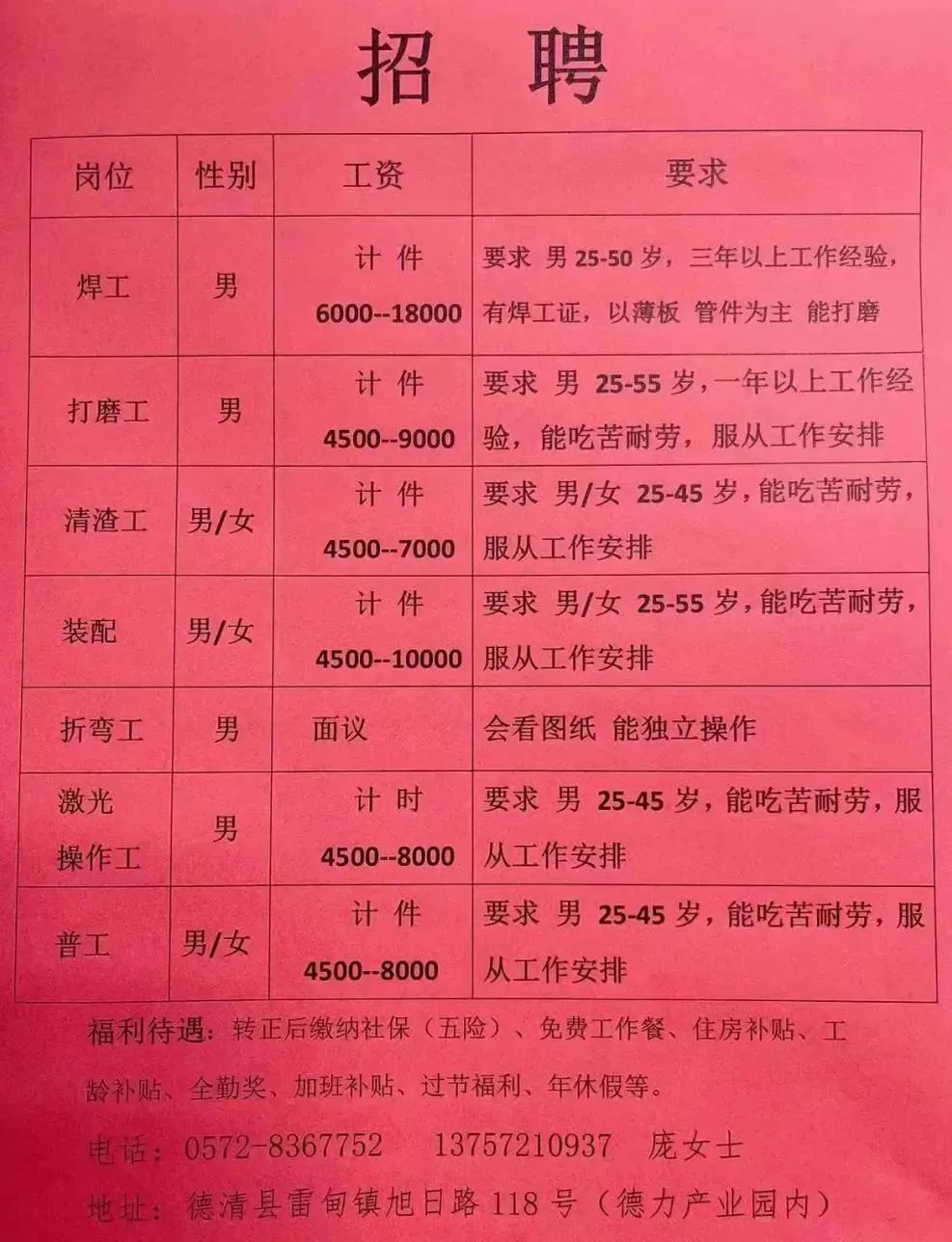 莱阳最新招聘小时工